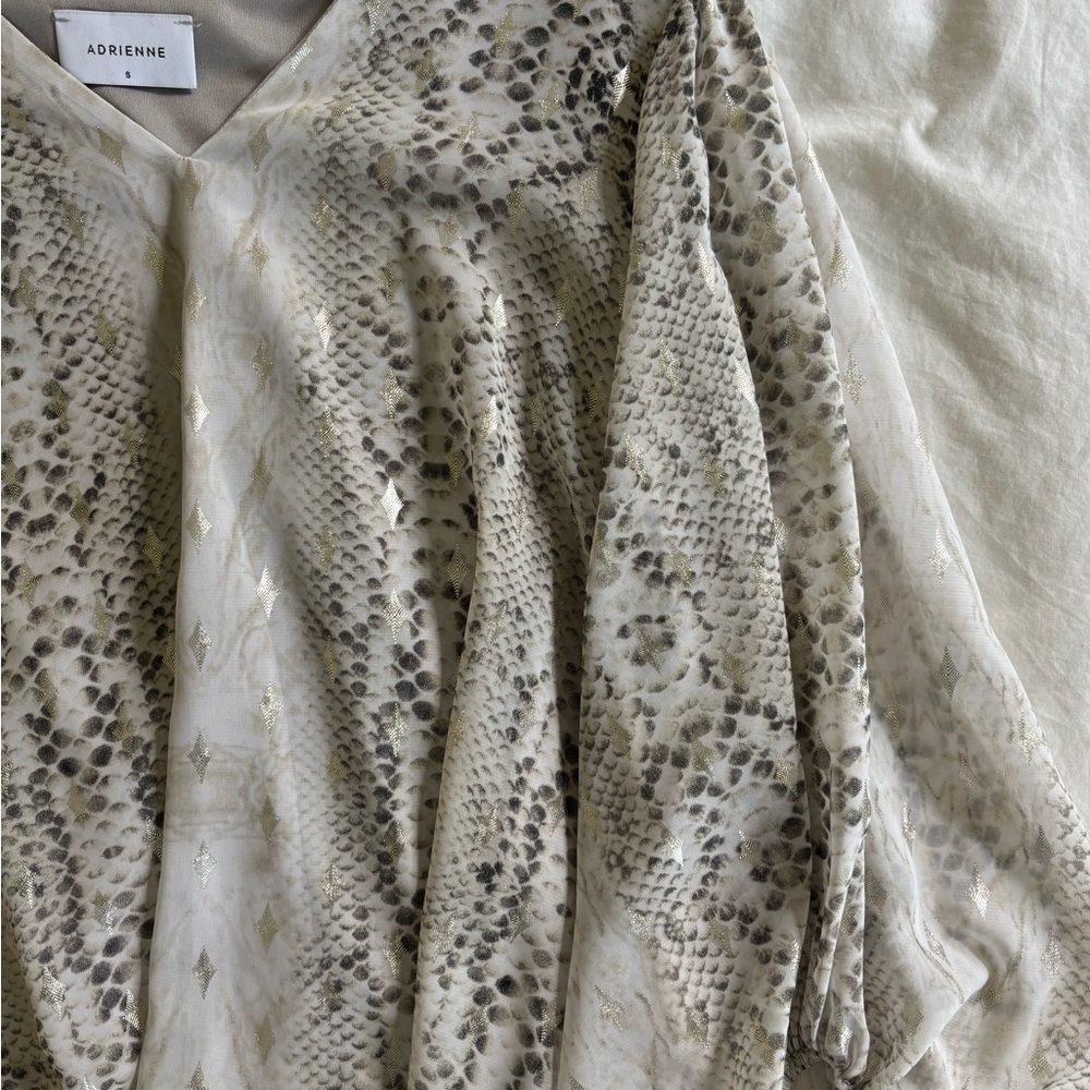 Adrienne Cream and Gray Snake Print Top